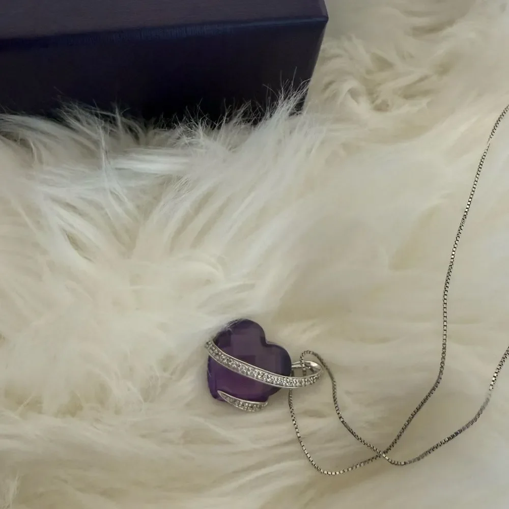 Purple amethyst and silver necklace
